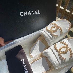 Brand New Never Worn Chanel Calfskin Mules/ Slides